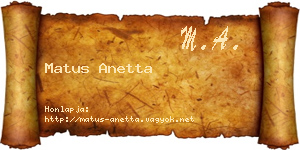 Matus Anetta névjegykártya